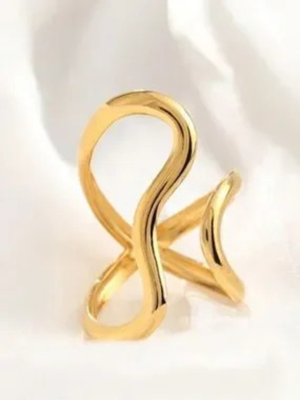 Modern Gold Wave Open Ring Set - Picture 2 of 4